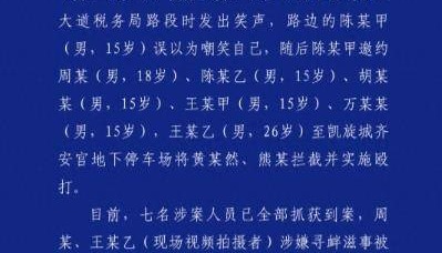 两未成年人路上说笑遭多人无端围殴 七人已抓获两人被刑拘